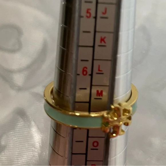 Tory Burch Gold Ring with Mint Enamel New with Bag. Size 7 - Picture 3 of 5